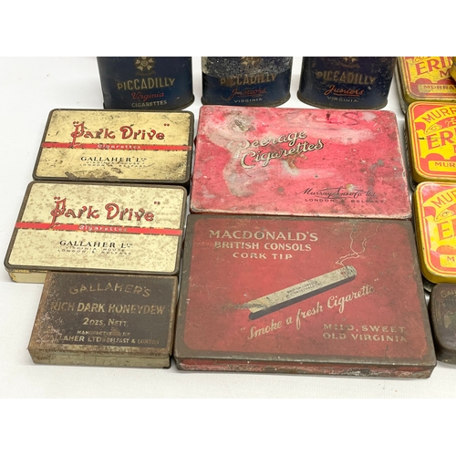 88 - A collection of vintage tins. Including 3 rare Piccadilly Juniors Virginia Tobacco tins, a large Gal... 