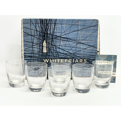 605 - A set of 6 vintage Whitefriars crystal whisky glasses in box.