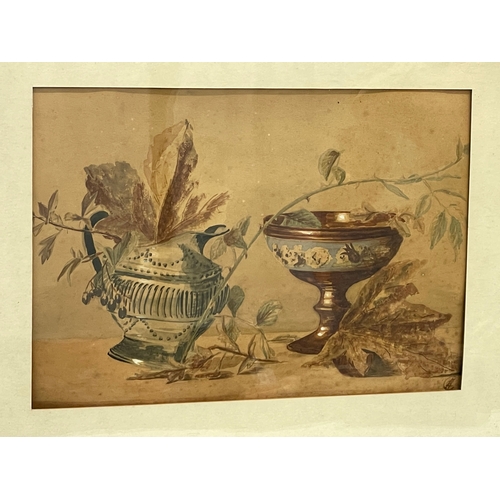 209 - 2 early 20th century Still Life watercolour paintings, with monogram signature. Paintings measure 33... 