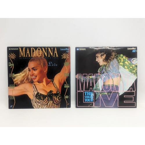 172 - 2 Madonna Laser Disc records, The Virgin Tour Live & Blond Ambition World Tour Live.