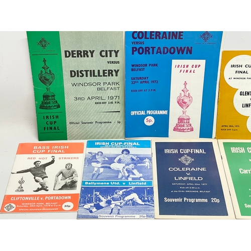 179 - A collection of vintage Irish Cup Final football programmes. 1971 Derry City vs Distillery. 1972 Col... 