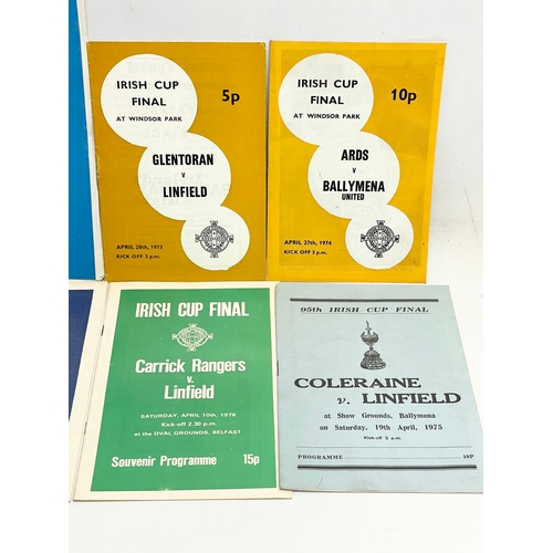 179 - A collection of vintage Irish Cup Final football programmes. 1971 Derry City vs Distillery. 1972 Col... 