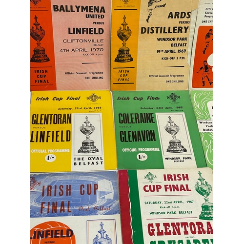 181 - A collection of vintage Irish Cup Final football programmes. A 1960 Ards vs Linfield. 1962 Linfield ... 