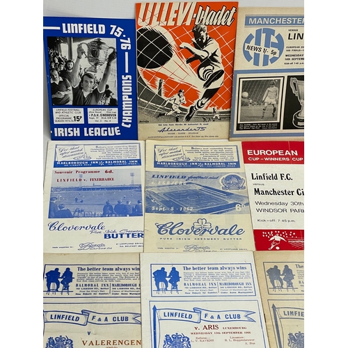 182 - A collection of vintage European Cup football programmes. Two 1959 European Cup First Round I.F. Kam... 