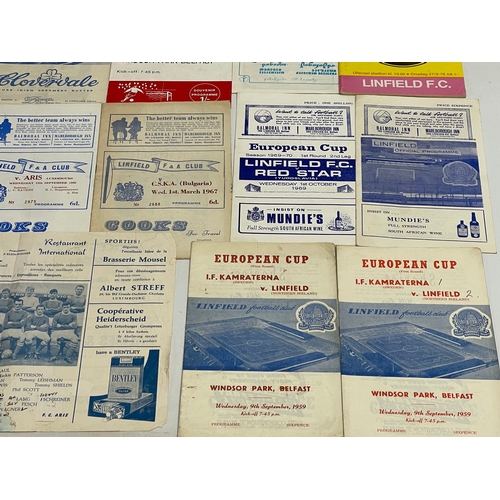 182 - A collection of vintage European Cup football programmes. Two 1959 European Cup First Round I.F. Kam... 