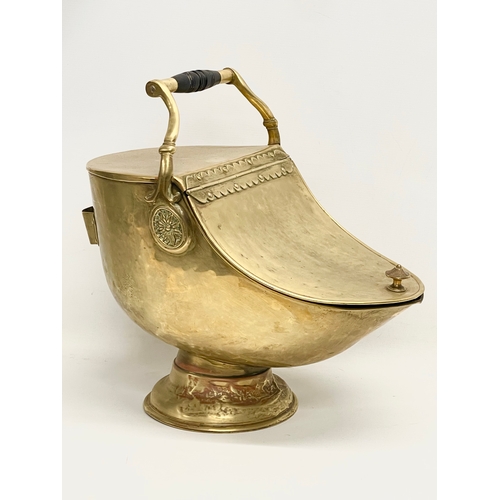 Victorian Brass Helmet Coal Scuttle - 