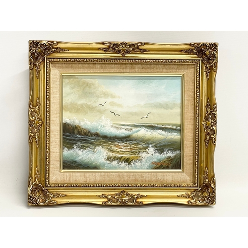 587 - An oil painting signed Stevens. Painting measures 24x19cm. Frame 38x32.5cm