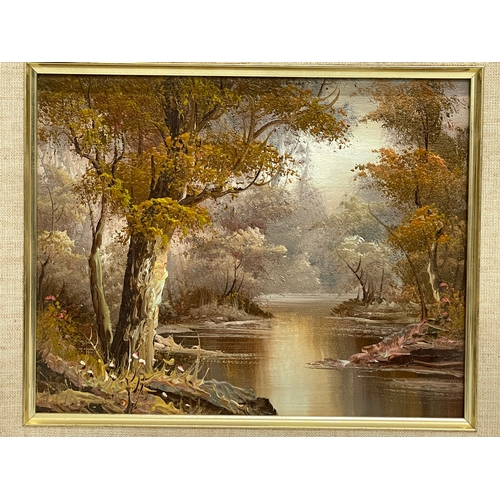 580 - An oil painting in gilt frame. Painting measures 24x19cm. Frame 39x34cm