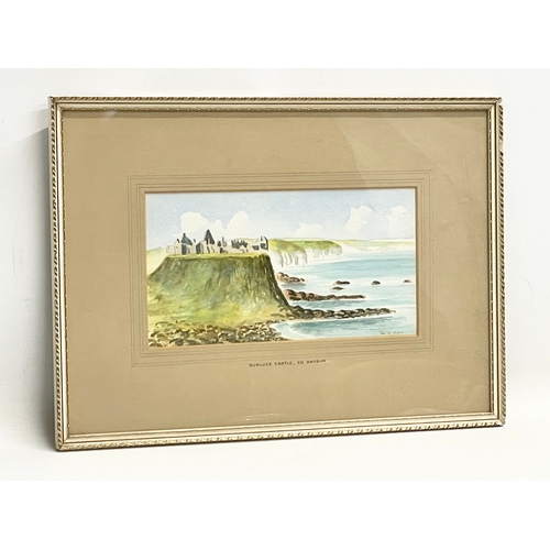 578 - A watercolour painting by T W. Irwin. Dunluce Castle, County Antrim. Painting 27x14.5cm. Frame 45x32... 