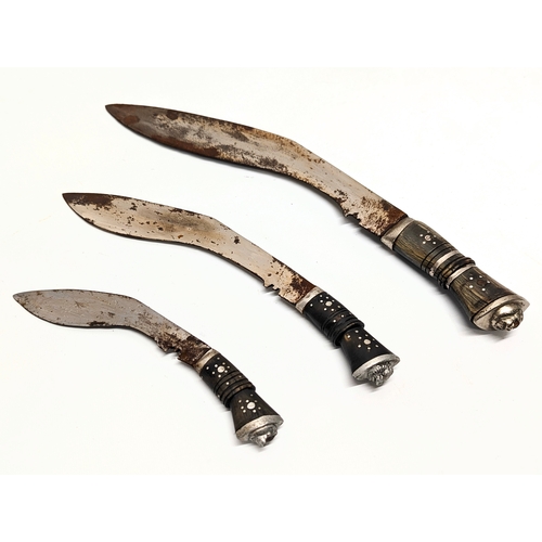 221 - A set of 3 vintage Gurkha style knives, 43cm