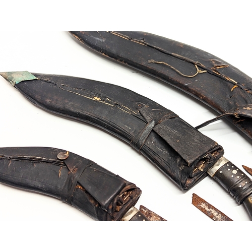 221 - A set of 3 vintage Gurkha style knives, 43cm