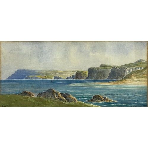 34 - A watercolour painting by G. W. Morrison. Portrush. Painting measures 36x16cm. Frame 60x37cm