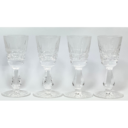 650 - A set of 4 Waterford Crystal ‘Kylemore’ pattern sherry glasses. 10cm