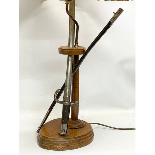 40 - A pair of large vintage Speampunk lamps made from 19th century sword bayonets. 87cm