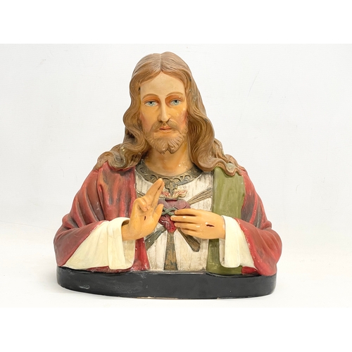 890 - A vintage Italian plaster Jesus by Depose. 36x38cm