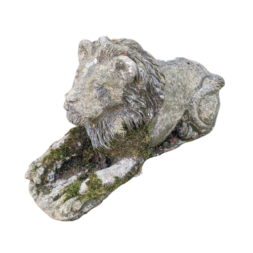 Pair of concrete garden lions, 65cm