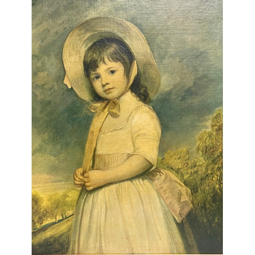 69 - An oil painting. Miss Juliana Willoughby in an ornate gilt frame. Painting measures 40x51cm. Frame 5... 