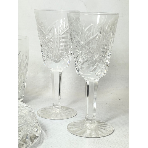 602 - 5 pieces of Waterford Crystal. Including an ashtray 13cm, a ‘Lismore’ pattern honey pot, a pair of ‘... 