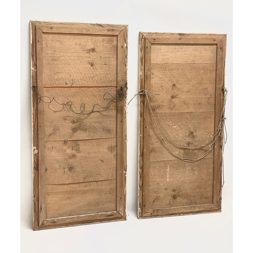 522 - A pair of early 20th century mirrors with hand painted flower decoration. Largest 42x89cm