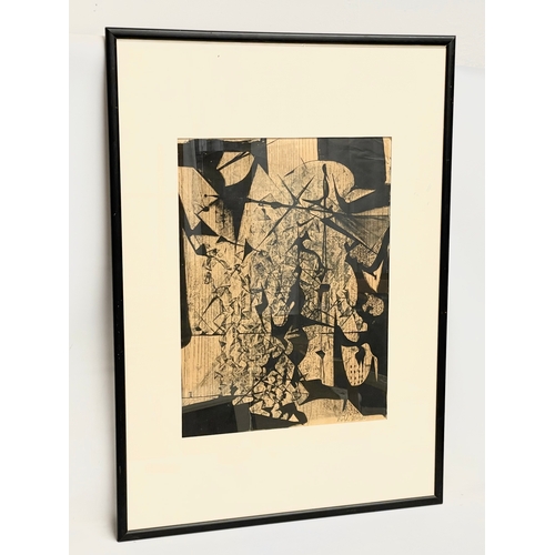 75 - A large abstract Lithograph by Margo Berke. 73.5x104cm including frame.