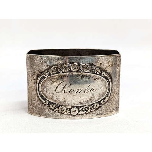 721 - 3 silver napkin rings, 1 Georgian and 1 French. 93.6g