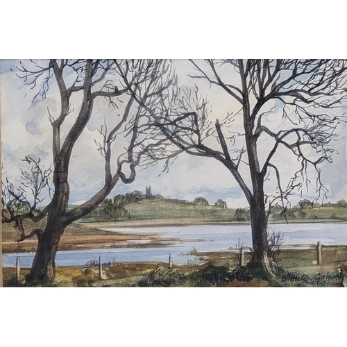 A Helen Galway watercolour painting of Scrabo Tower and Strangford ...