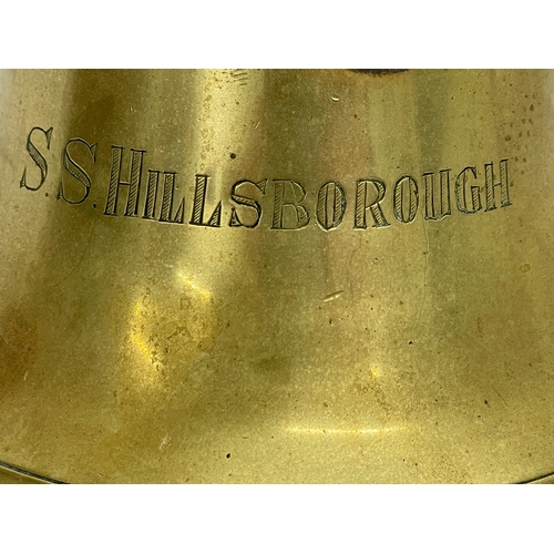 37 - A vintage brass ships bell of the S.S. Hillsborough. 17.5x24cm