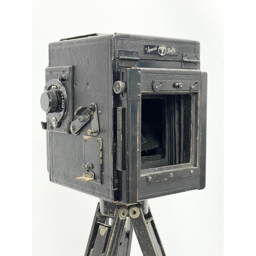 443 - A Thornton Pickard Special Ruby plate camera with accessories and tripod stand by J. Lizars.