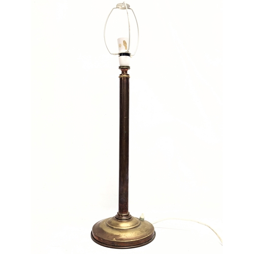 130 - A large early 20th century copper and brass table lamp, stamped 