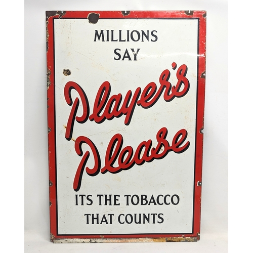 132 - A large original enamel Player's Please Tobacco advertising sign. 60.5x91.5cm