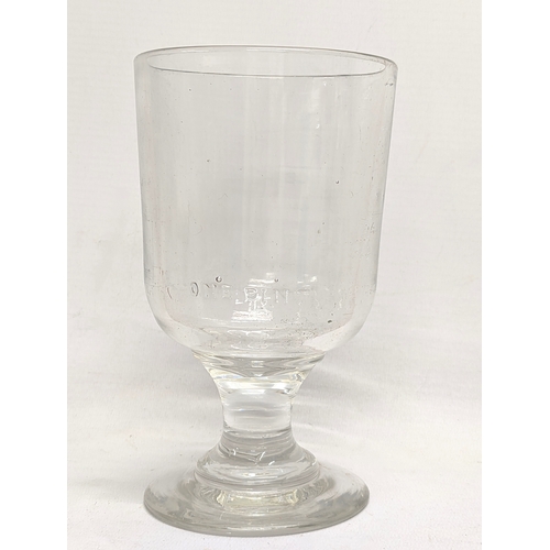 612 - 3 Victorian drinking glasses. Largest measures 17.5cm