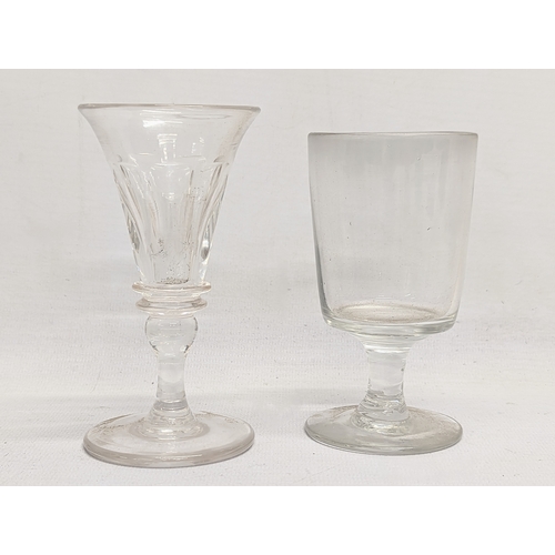 612 - 3 Victorian drinking glasses. Largest measures 17.5cm