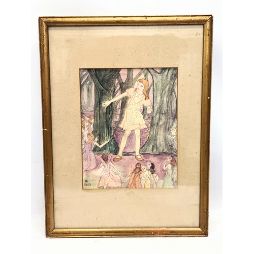 473 - An early 20th century watercolour painting, signed F. R. 1908. 28x37cm with frame, 16x20cm without f... 