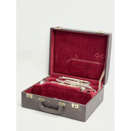 537 - A Besson trumpet in case. Case measures 40x32x15cm.