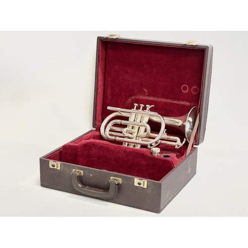 537 - A Besson trumpet in case. Case measures 40x32x15cm.