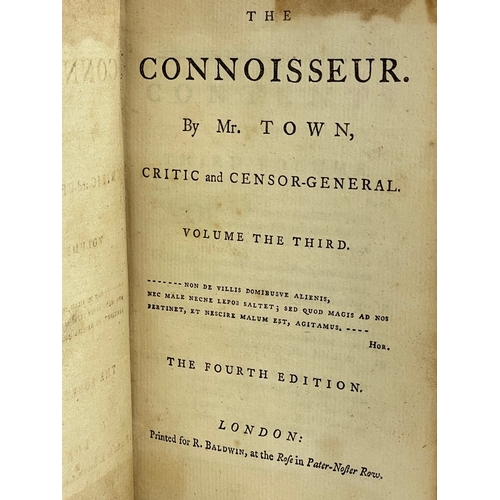 135 - Two 18th century books dated 1764. The Connoisseur by Mr Town, Critic and Censor-General. Letters Be... 