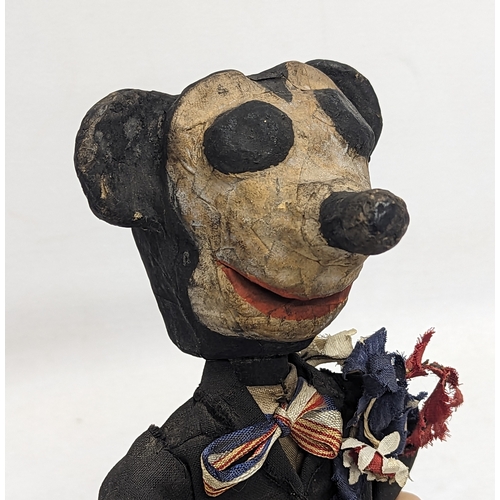 545 - A rare 1930’s Deans Rag Book Co. LTD Mickey Mouse doll with paper-mache head, circa 1930s. 27cm