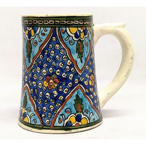 619 - A 19th century French Samson Iznik style pottery tankard. Circa 1850.