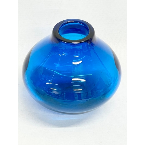 622 - A 1960’s Kingfisher Blue vase by Whitefriars. 15x13.5cm