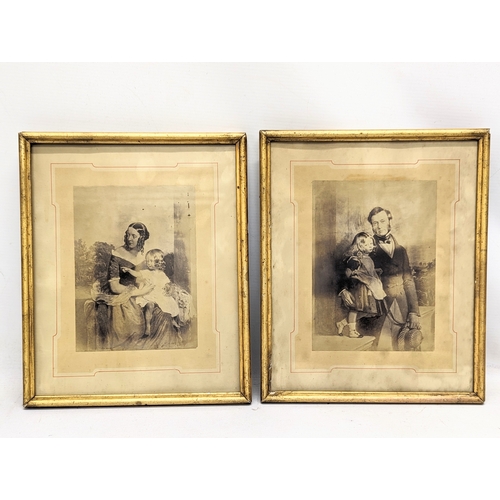 152 - A pair of Mid Victorian gilt framed prints. 25x30cm including frame.