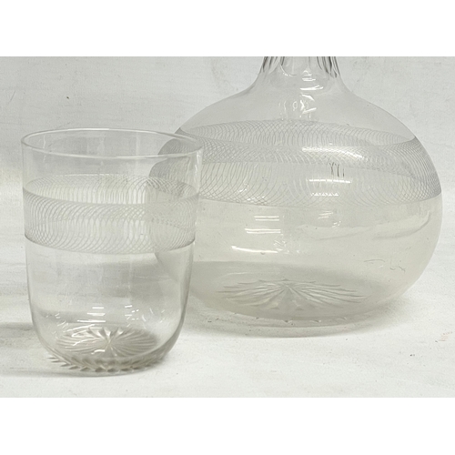 631 - A late Victorian etched glasses decanter and glass. 17cm