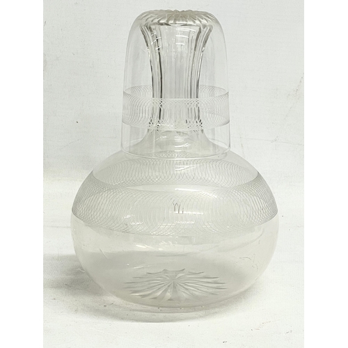 631 - A late Victorian etched glasses decanter and glass. 17cm