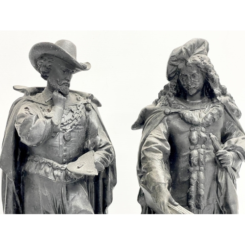 157 - A pair of large late 19th century spelter figures. 38cm