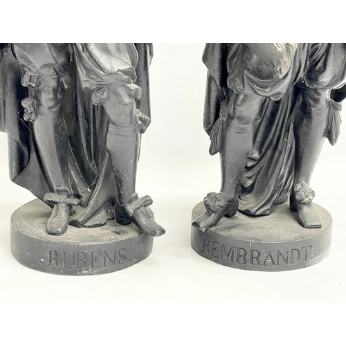 157 - A pair of large late 19th century spelter figures. 38cm