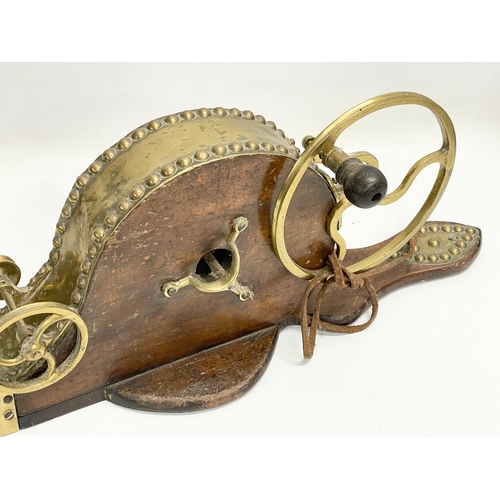 93 - A 19th century brass mechanical bellows. 68cm.