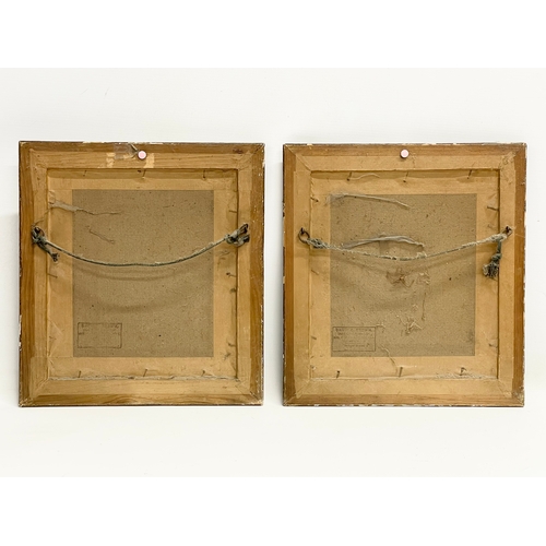 164 - A pair of mid 19th century crackle affect pictures. 30x33cm.