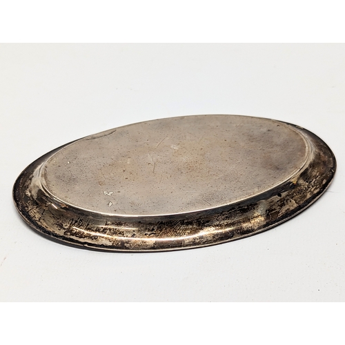 779 - A small silver card tray. 14x8.5cm