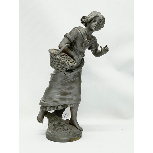 334 - 3 late 19th century spelter figures. Largest 38cm.