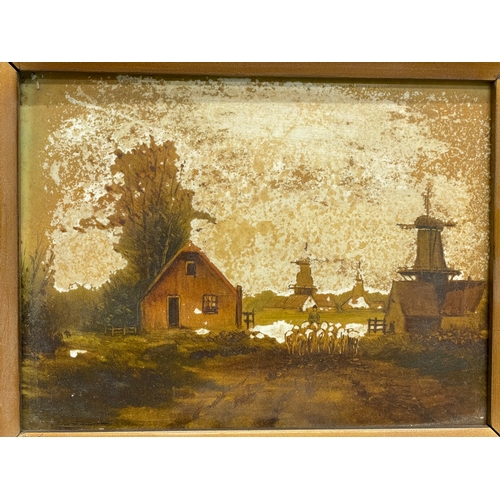 184 - 2 good quality 19th century paintings on tile. 1 Signed Luberti Largest 35.5x30.5cm.