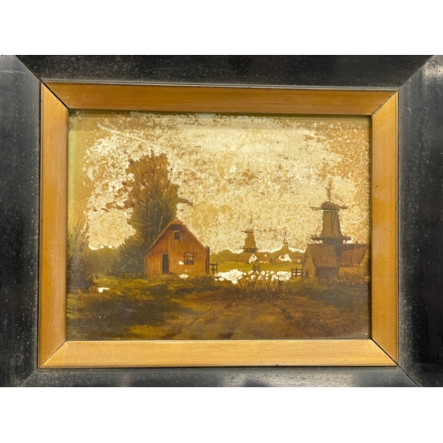 184 - 2 good quality 19th century paintings on tile. 1 Signed Luberti Largest 35.5x30.5cm.